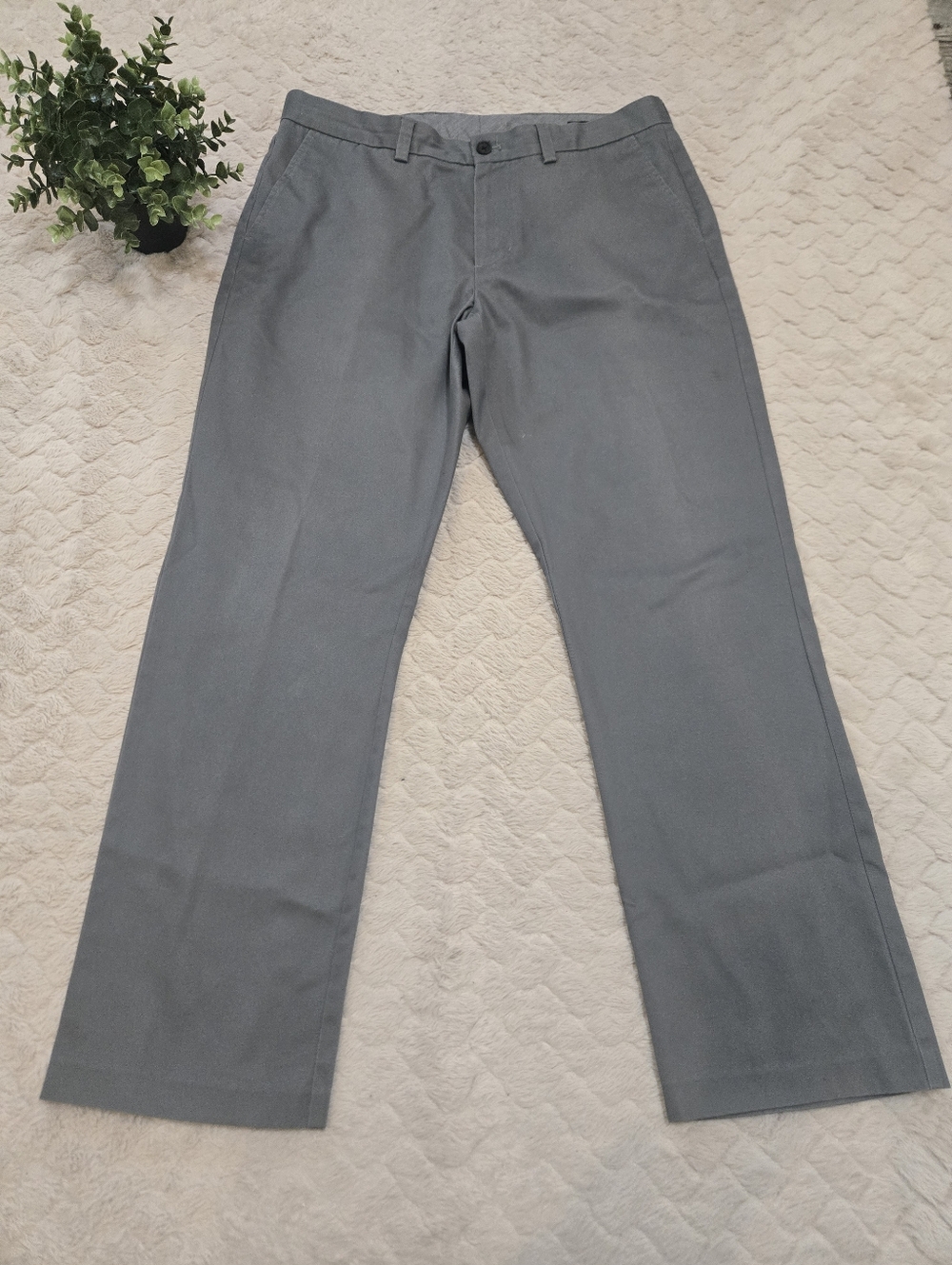 Nordstrom Men's Shop Gray Straight Fit Smartcare Wrinkle-Free Pants, 34x30